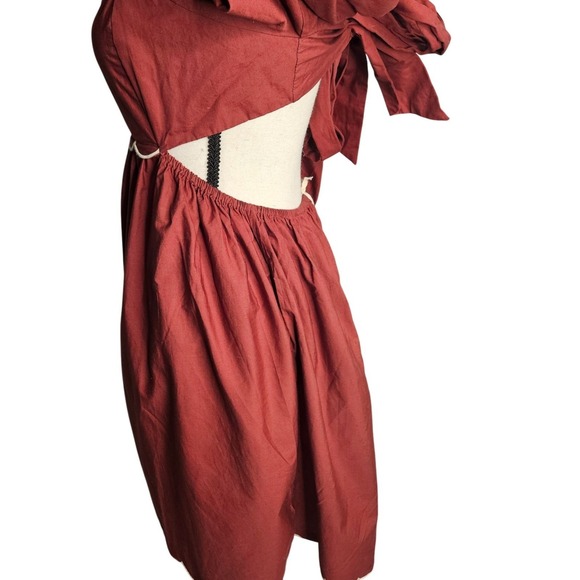 Anthropologie Cotton Boho Babydoll Milkmaid Prom Dress Red Medium‎ NWT - Picture 6 of 11